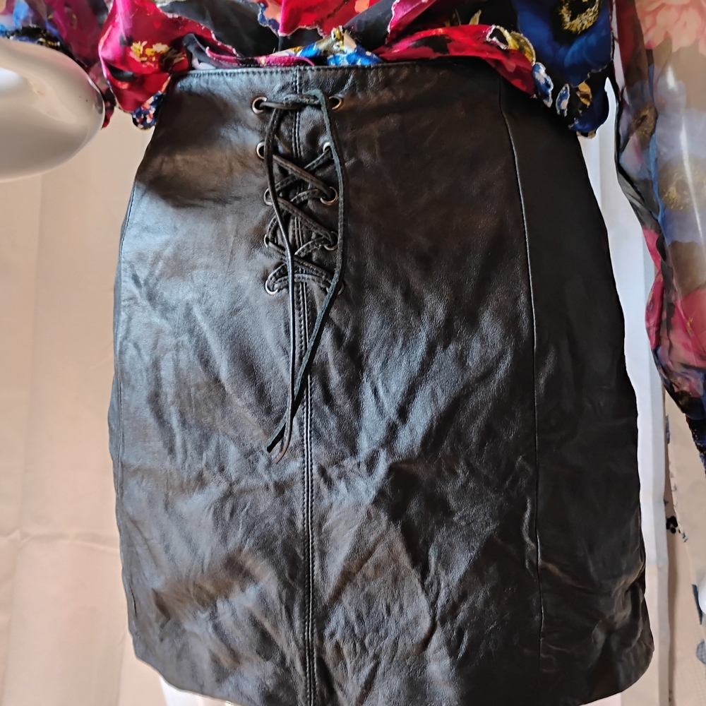 Wilson Black Lace-Up Mini Skirt